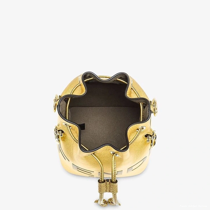 Affordable In Tresor Gold Bucket Calf Logo Mon Bag ROMA Fendi Leather Mini 0713